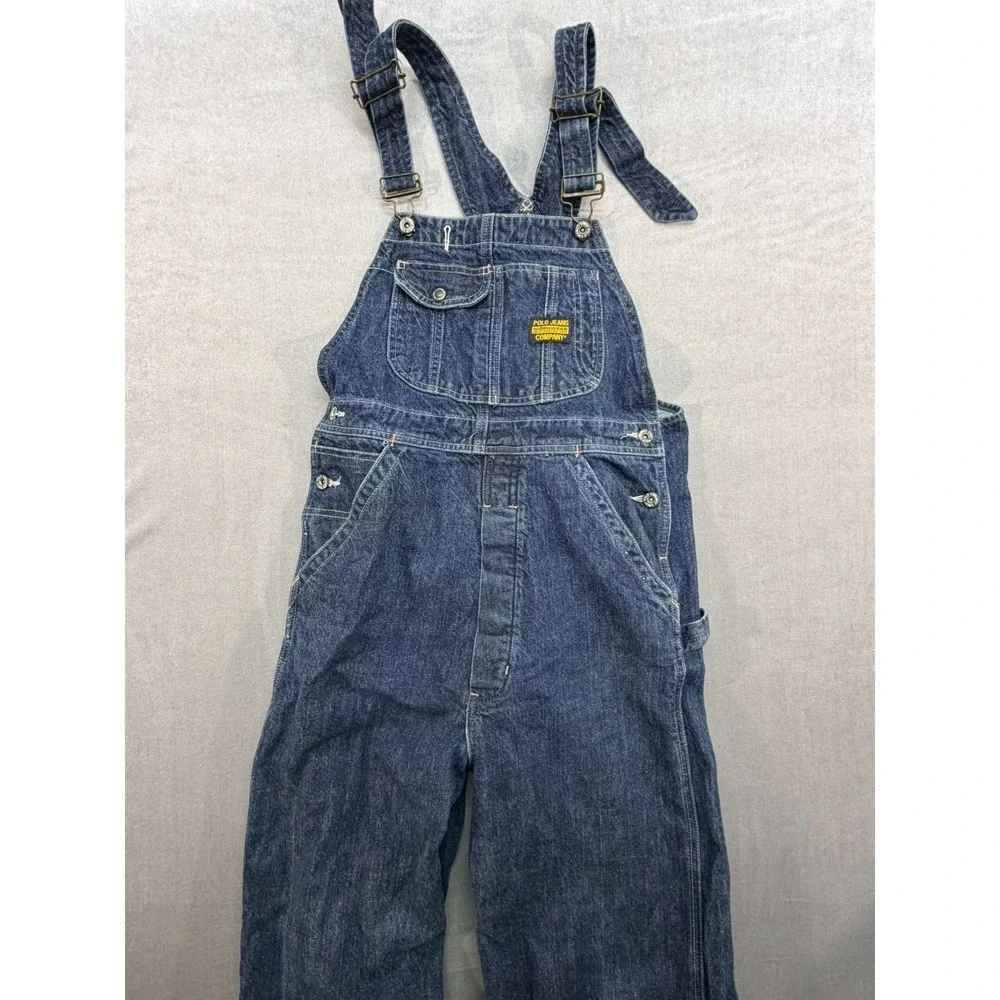 Vintage Y2K 90s Polo Jeans Workwear Ralph Lauren Denim Coveralls Women Size Smal - Picture 2 of 16